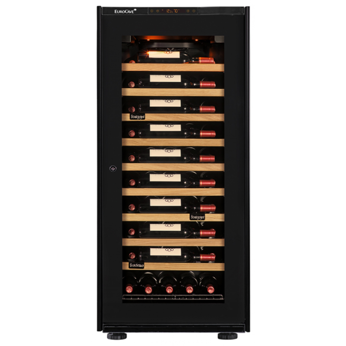 EURO CAVE V-INSP-M-9S-G 單溫區紅酒櫃：59瓶容量，全玻璃門，智能警報，嵌入式設計